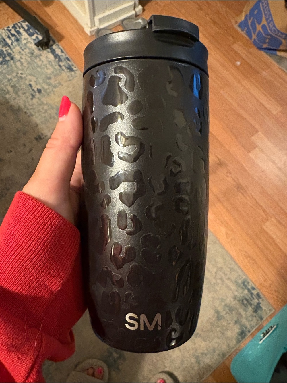 Black Leopard-Print Travel Tumbler